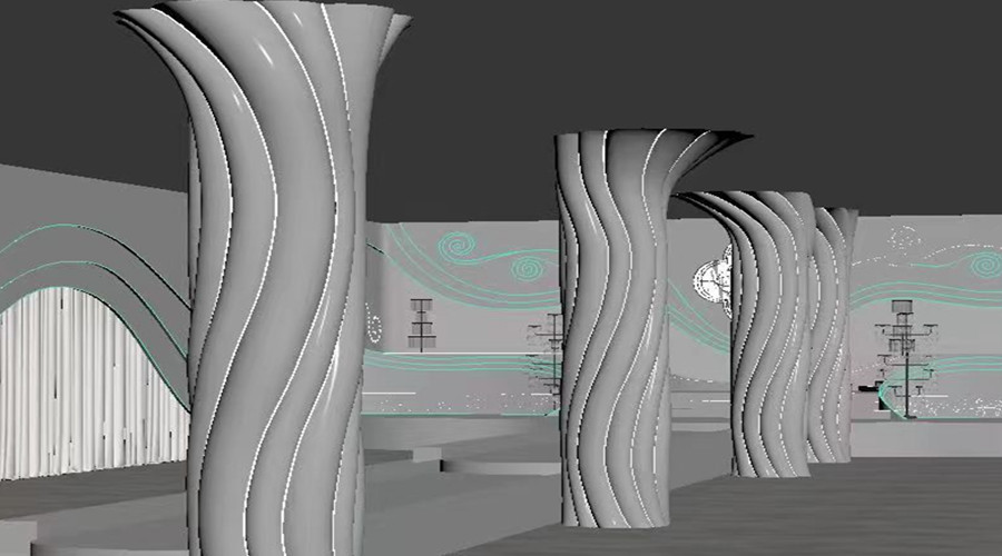 四川達州宏帆巴人廣場--飾紀(jì)上品GRG麻花柱子造型項目