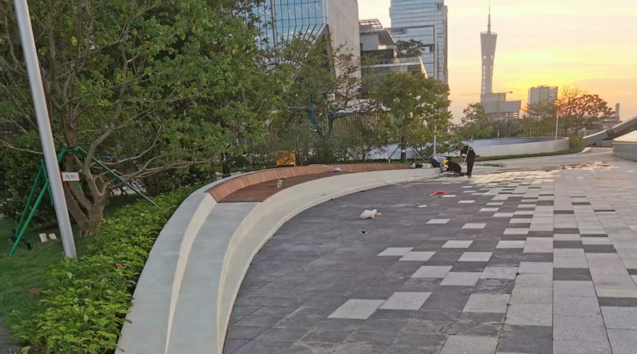 飾紀(jì)上品GRC廠家：廣州海珠區(qū)琶洲展館GRC坐凳樹池工程案例