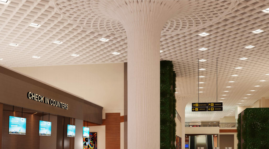 出口剛果金機場GRG鏤空吊頂GRG柱子工程 出口剛果金機場GRG鏤空吊頂GRG柱子工程