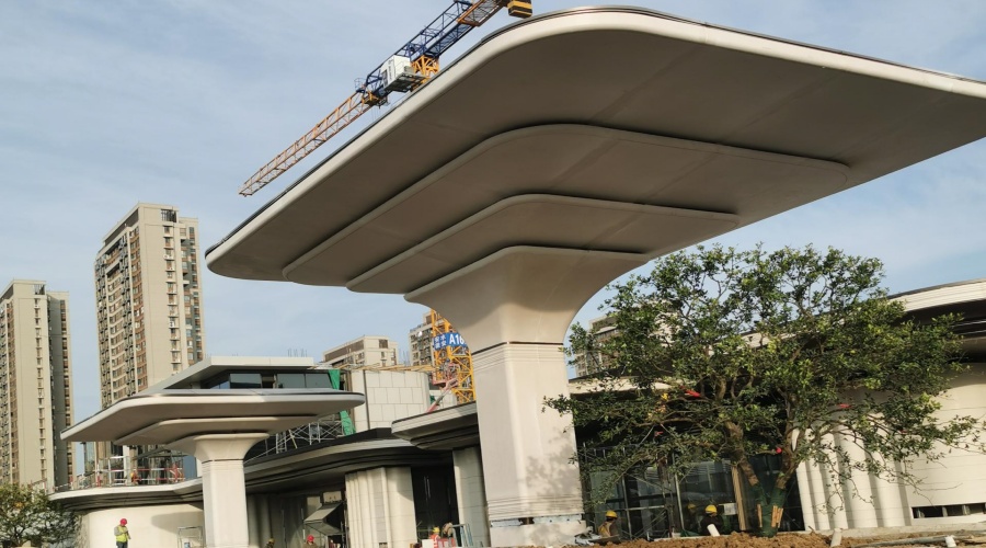 合肥華蓋售樓部UHPC柱子造型安裝落地 合肥華蓋售樓部UHPC柱子造型安裝落地